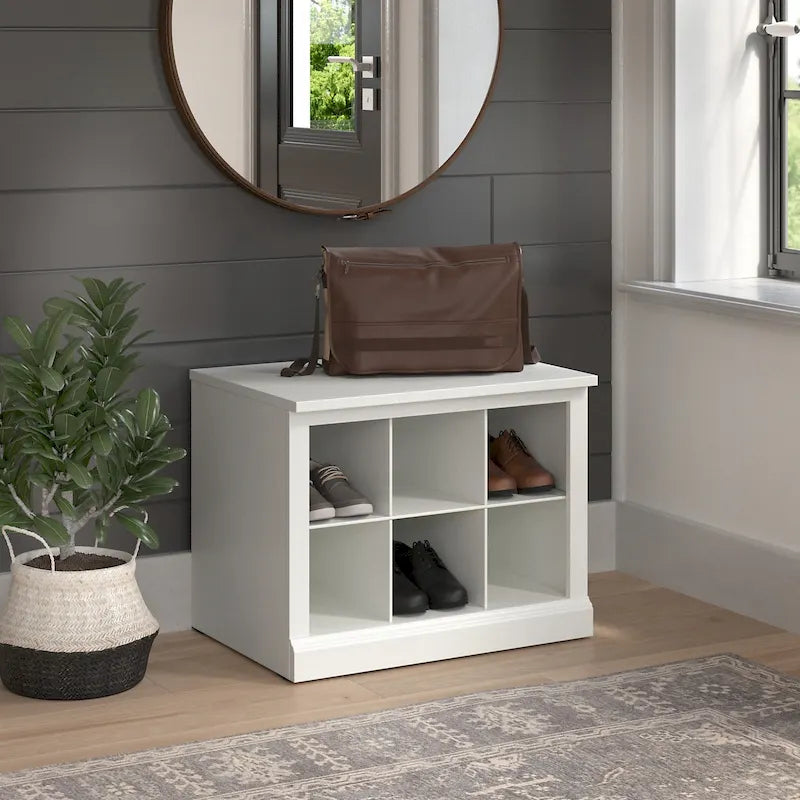 Petit banc à chaussures avec étagère