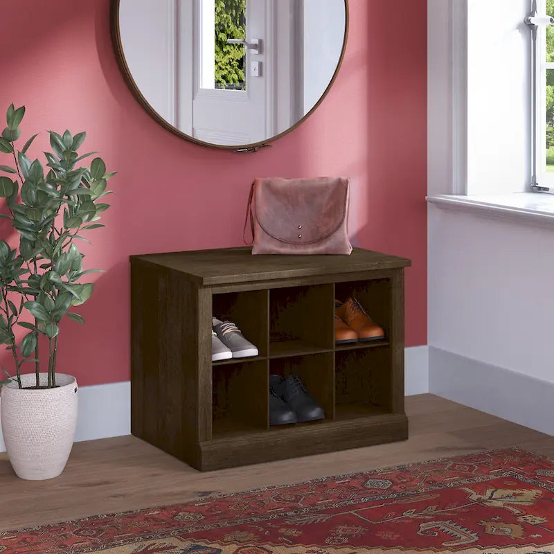 Petit banc à chaussures avec étagère