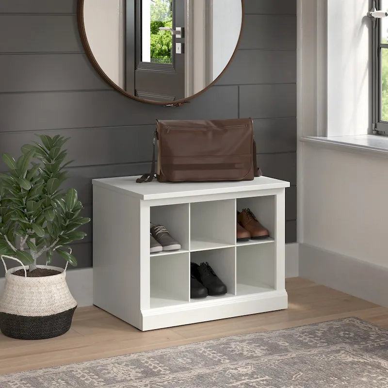 Petit banc à chaussures avec étagère