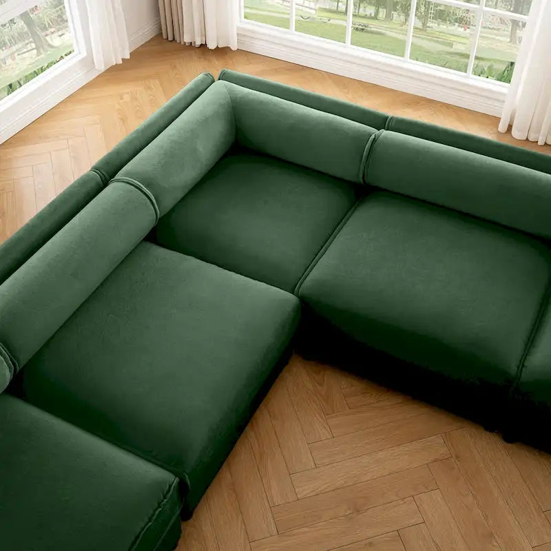 142,5 Canapé modulable d'angle en chenille avec rangement sous l'assise, combinaison DIY