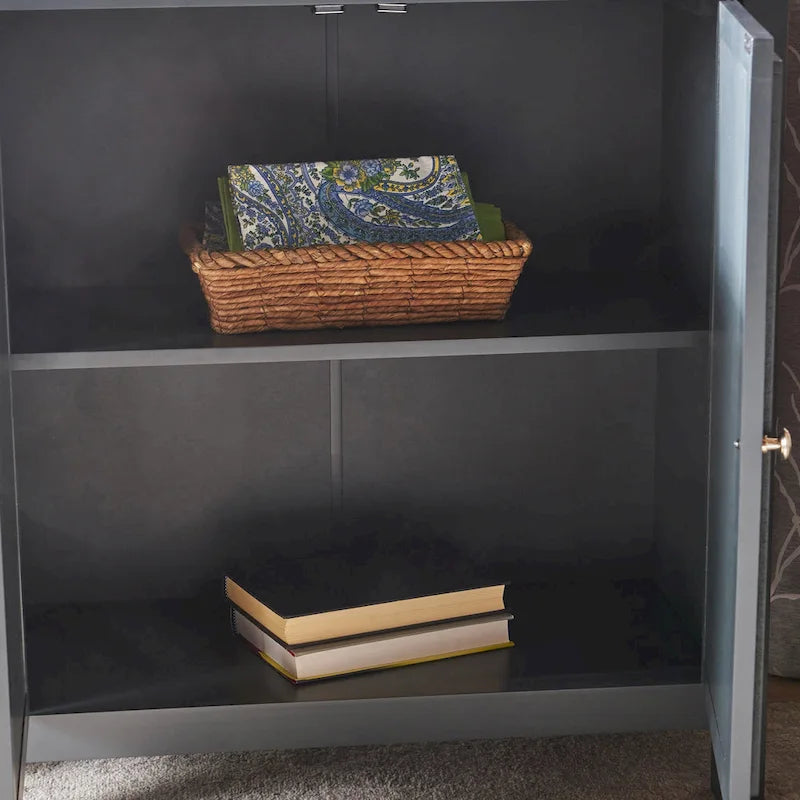 Meuble haut de salle de bain à double porte, finition miroir, gris anthracite, Firwood