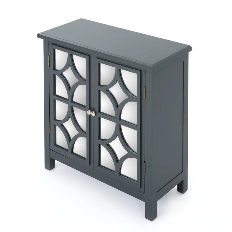 Meuble haut de salle de bain à double porte, finition miroir, gris anthracite, Firwood