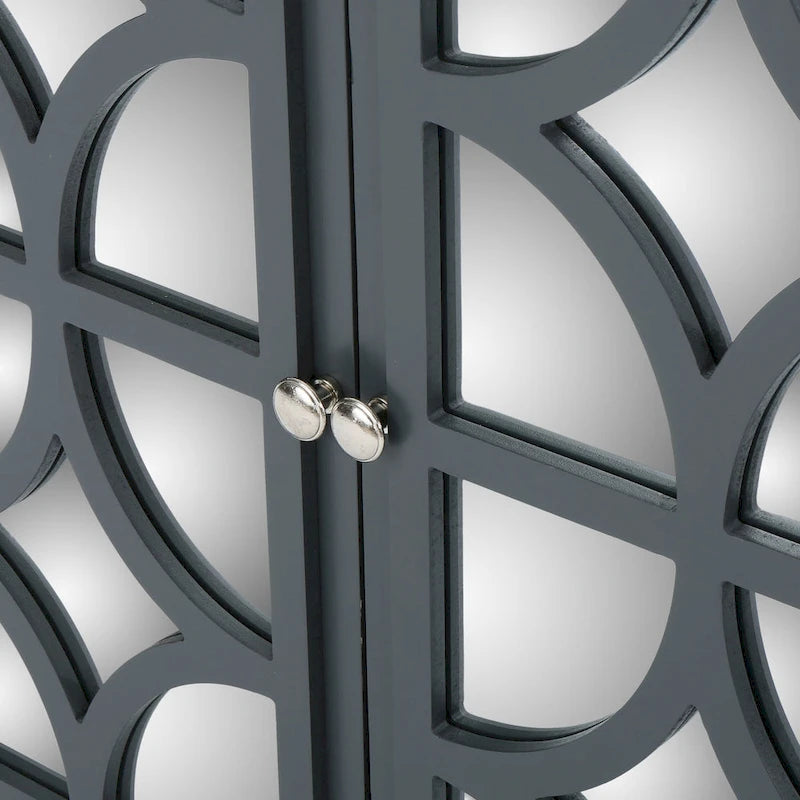 Meuble haut de salle de bain à double porte, finition miroir, gris anthracite, Firwood