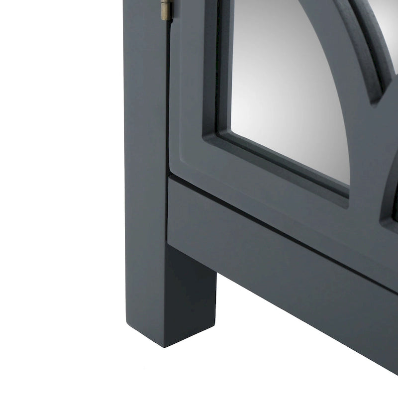 Meuble haut de salle de bain à double porte, finition miroir, gris anthracite, Firwood