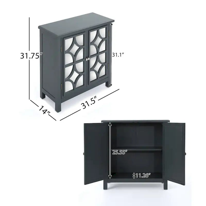 Meuble haut de salle de bain à double porte, finition miroir, gris anthracite, Firwood