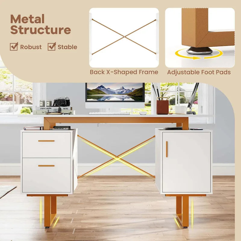51 Bureau à domicile avec plateau flottant et deux tiroirs