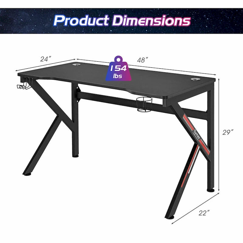 48 Bureau gaming en forme de K avec porte-gobelet et