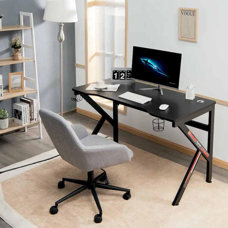 48 Bureau gaming en forme de K avec porte-gobelet et