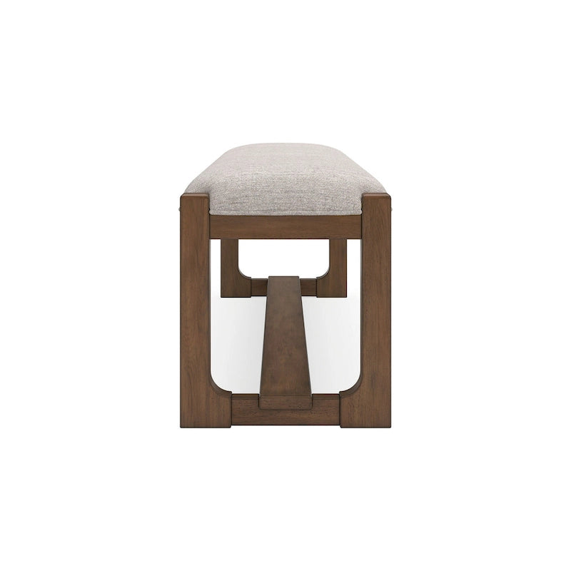 Banc de salle à manger Cabal, rembourré en polyester beige, bois marron, 162 cm