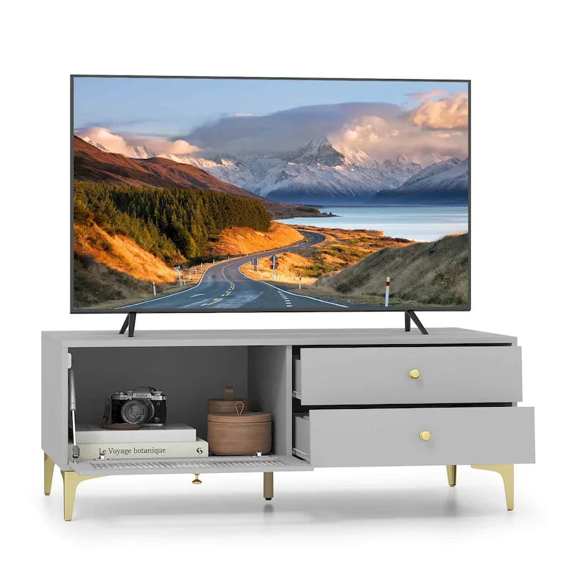 Meuble TV moderne pour téléviseurs 55 pouces avec porte abattante 2