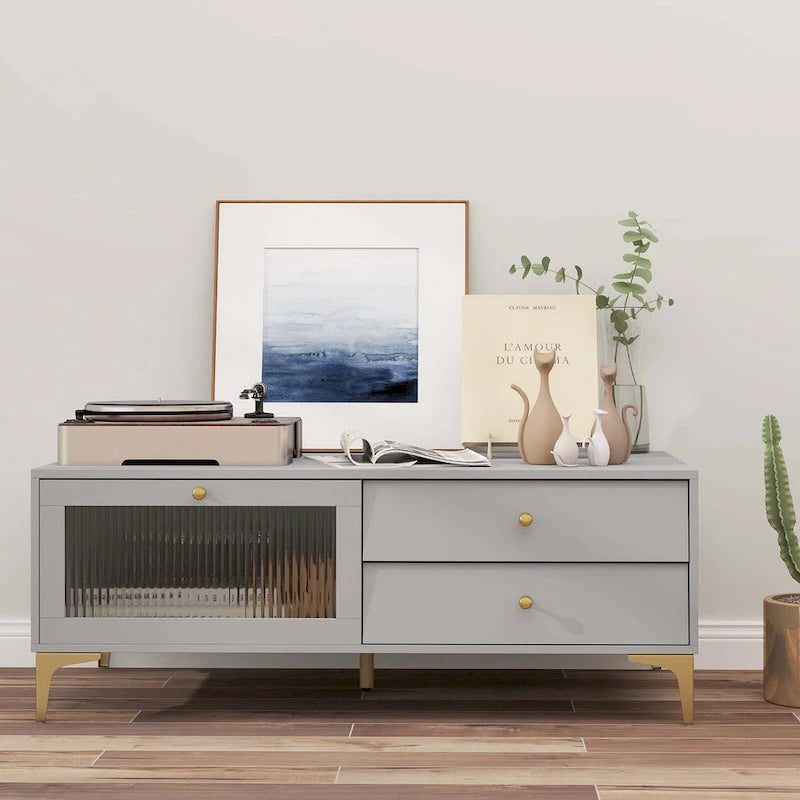 Meuble TV moderne pour téléviseurs 55 pouces avec porte abattante 2