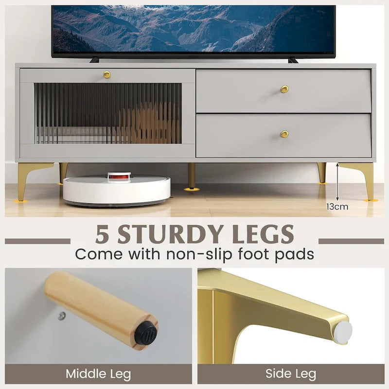 Meuble TV moderne pour téléviseurs 55 pouces avec porte abattante 2