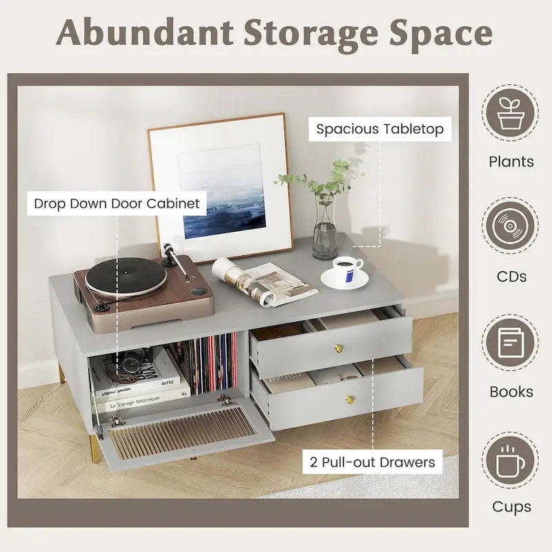 Meuble TV moderne pour téléviseurs 55 pouces avec porte abattante 2