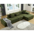Canapé d'angle modulable minimaliste en L pour 4 personnes avec méridienne, design polyvalent à combinaison libre - Vert 129,5
