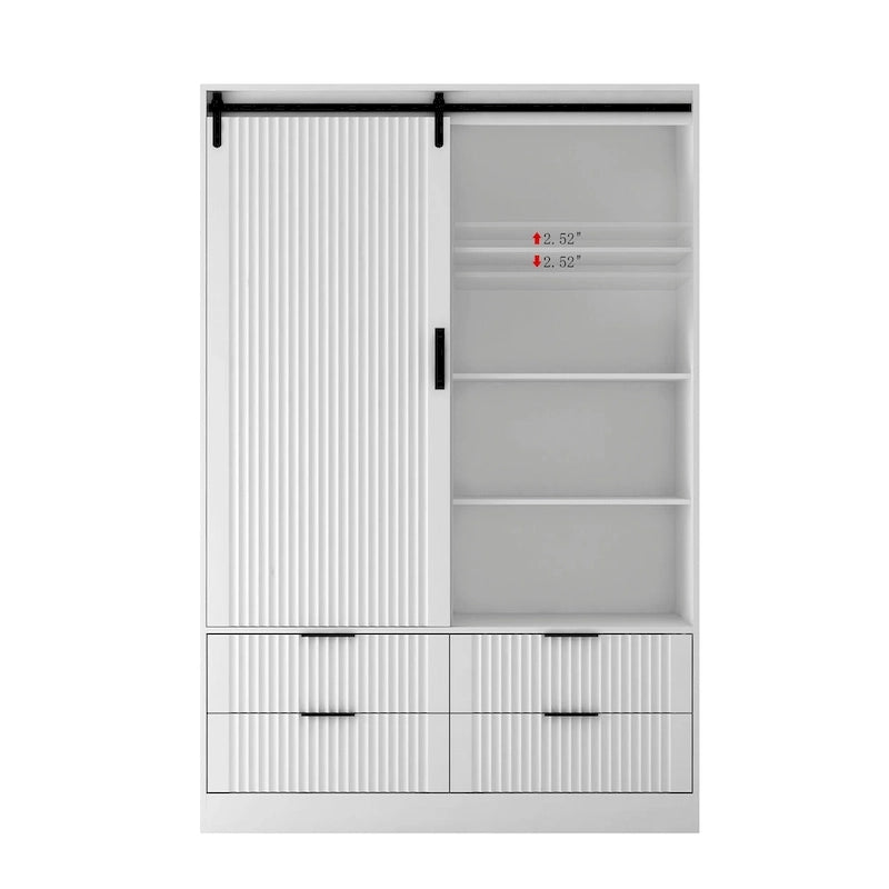 47.24 Armoire Moderne avec Tringle à Vêtements, Tiroirs et Étagères Ouvertes pour Chambre à Coucher