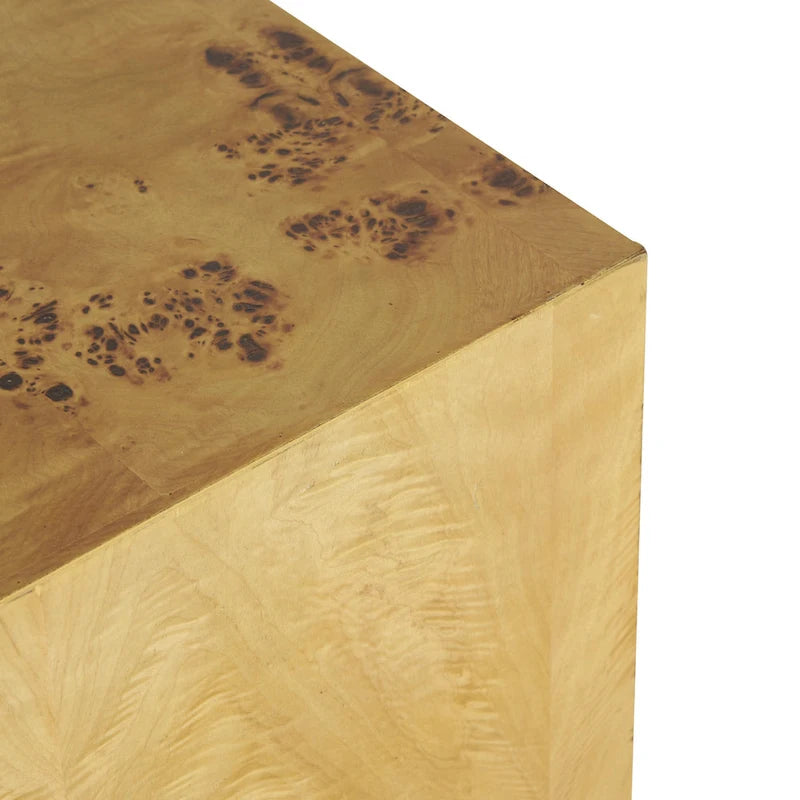 Table d'appoint carrée en bois avec motifs de grain de bois - Marron