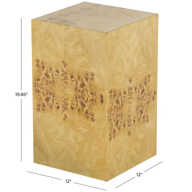 Table d'appoint carrée en bois avec motifs de grain de bois - Marron