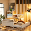 Lit plateforme capitonné Queen avec port USB et lit gigogne