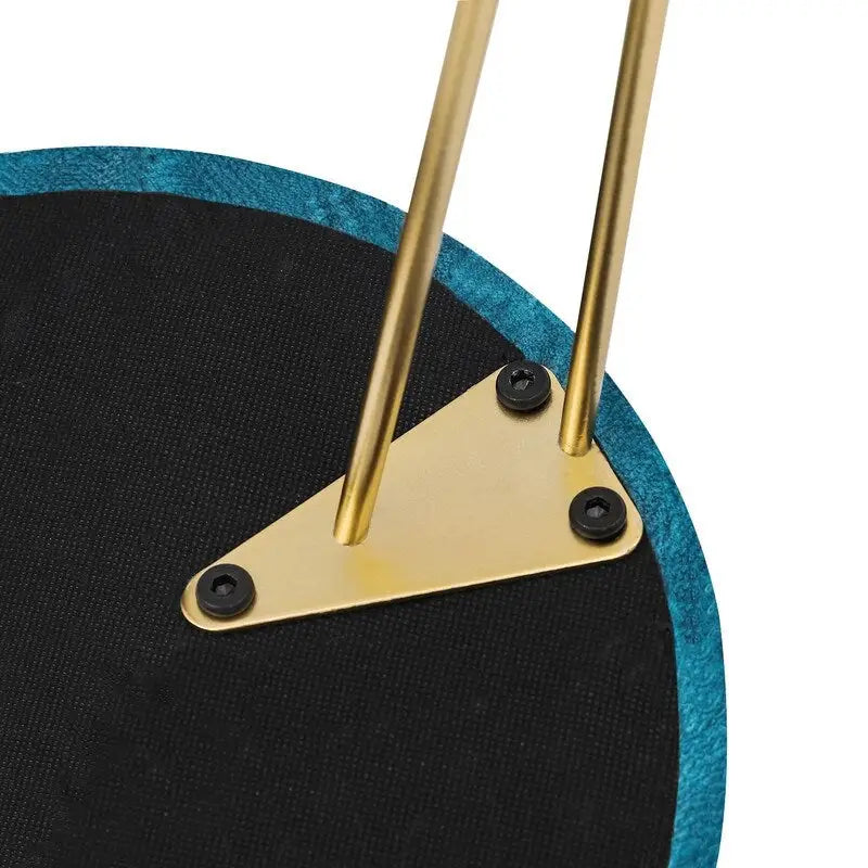 Pouf Rond en Velours avec Pieds en Métal Doré