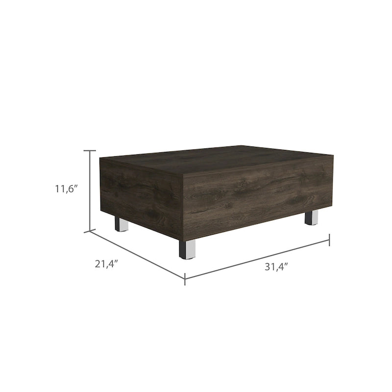 Table basse relevable avec compartiment de rangement caché