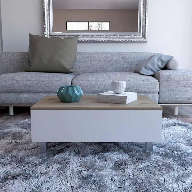 Table basse relevable avec compartiment de rangement caché