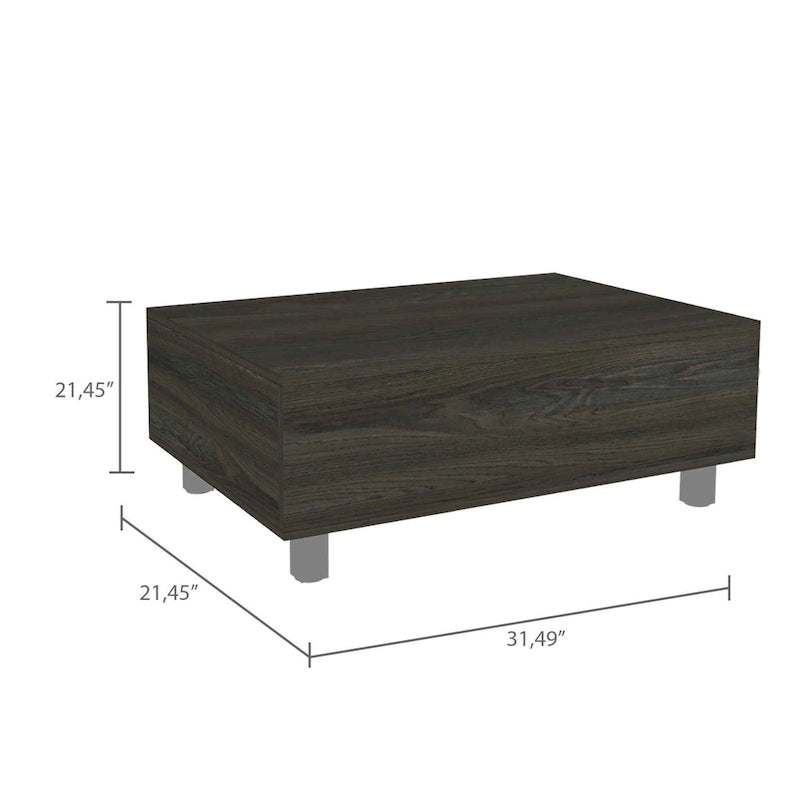 Table basse relevable avec compartiment de rangement caché