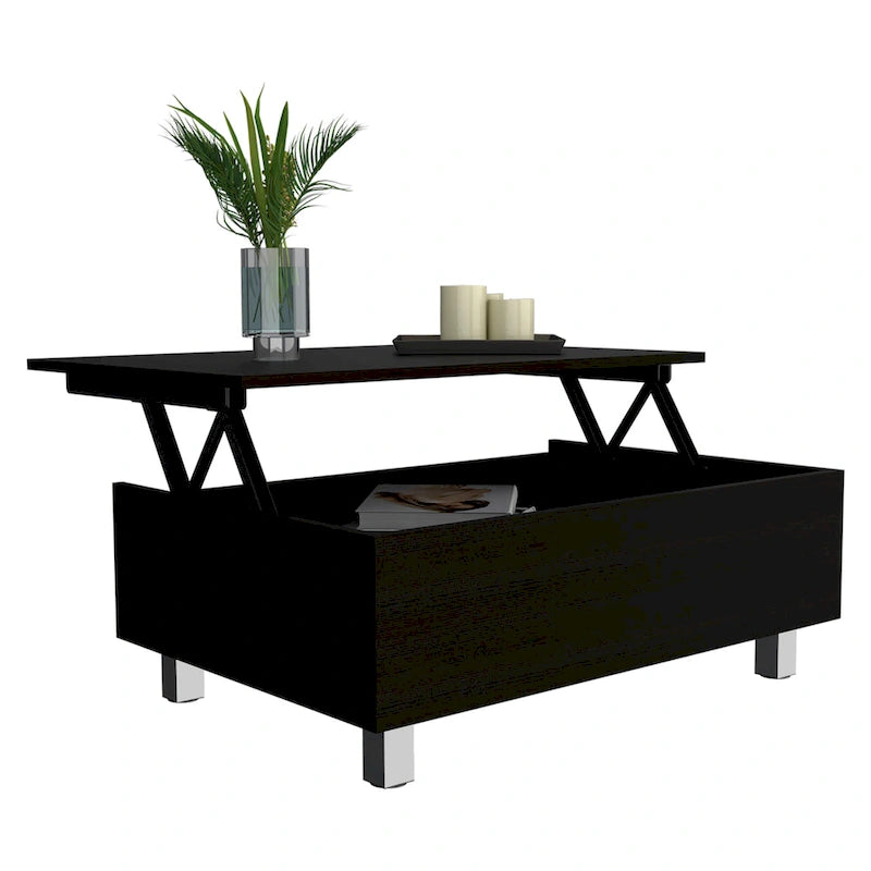 Table basse relevable avec compartiment de rangement caché