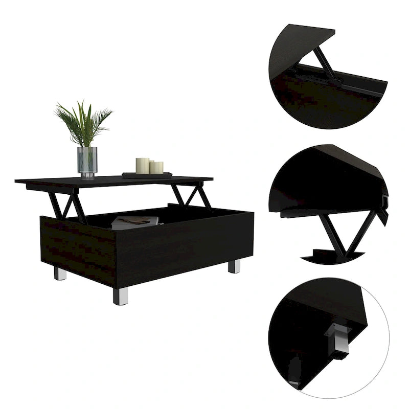 Table basse relevable avec compartiment de rangement caché
