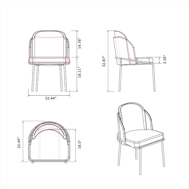 Chaises d'appoint à dossier incurvé, lot de 2