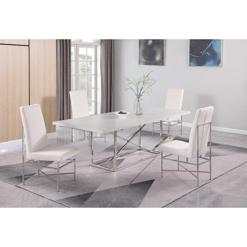Chaise d'appoint contemporaine Somette avec cadre en acier, ensemble de 2