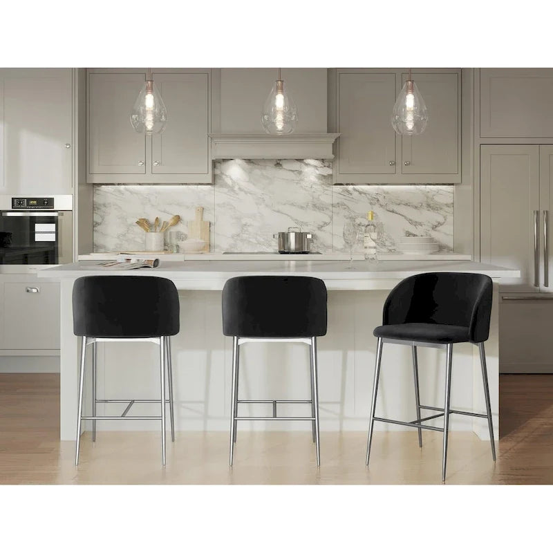 Tabourets de bar en velours (lot de 2)