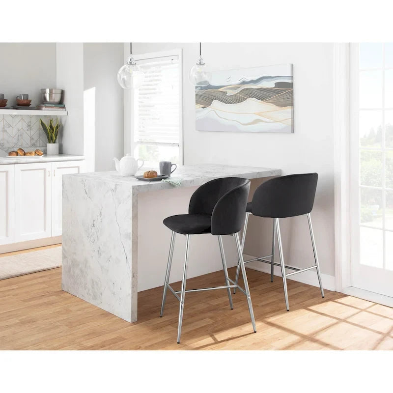 Tabourets de bar en velours (lot de 2)
