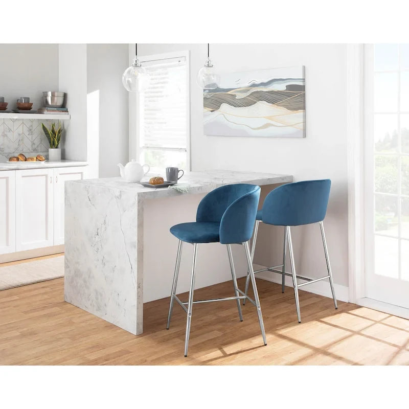 Tabourets de bar en velours (lot de 2)