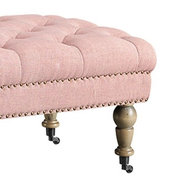 Banc capitonné rose de 62 pouces