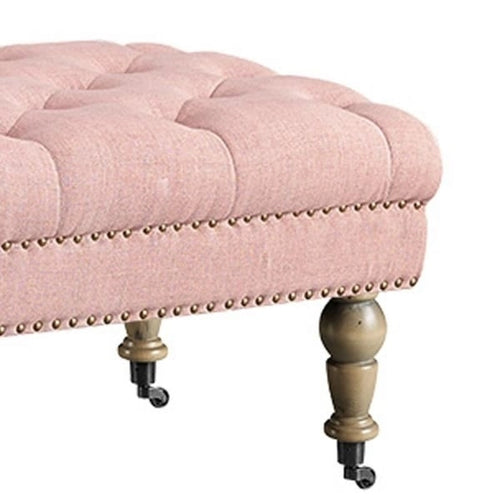 Banc capitonné rose de 62 pouces