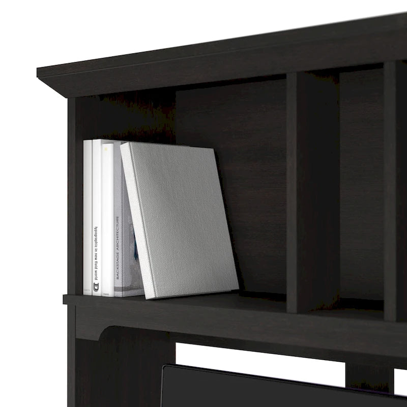 Bureau en L de 60 W avec meuble de rangement supérieur