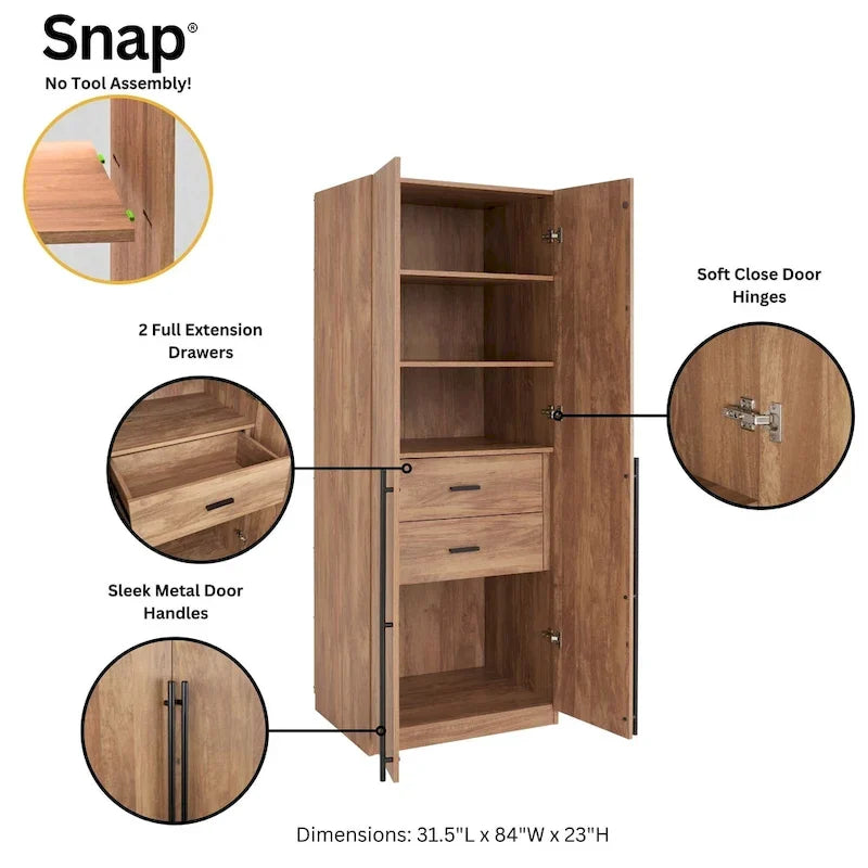 Armoire modulaire moderne autoportante en trois parties