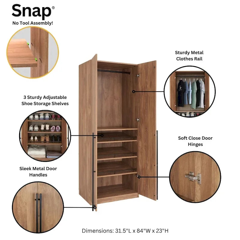 Armoire modulaire moderne autoportante en trois parties