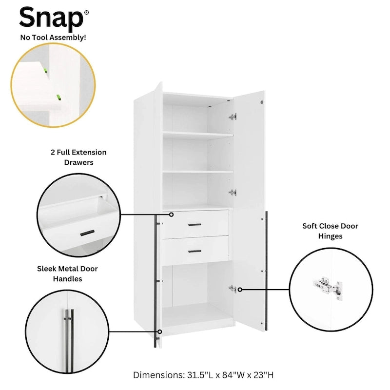 Armoire modulaire moderne autoportante en trois parties