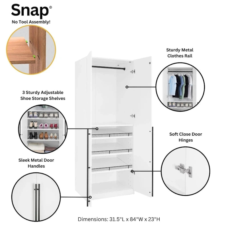 Armoire modulaire moderne autoportante en trois parties