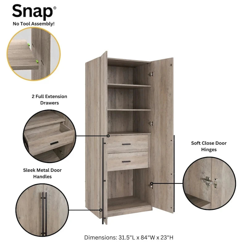 Armoire modulaire moderne autoportante en trois parties