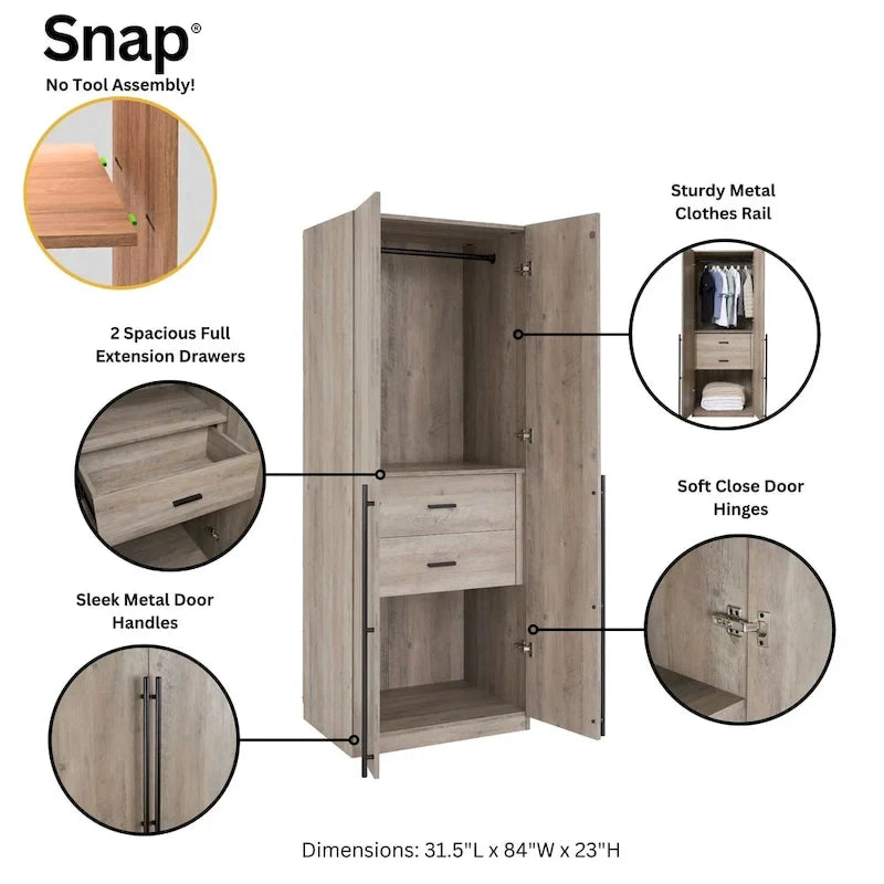 Armoire modulaire moderne autoportante en trois parties