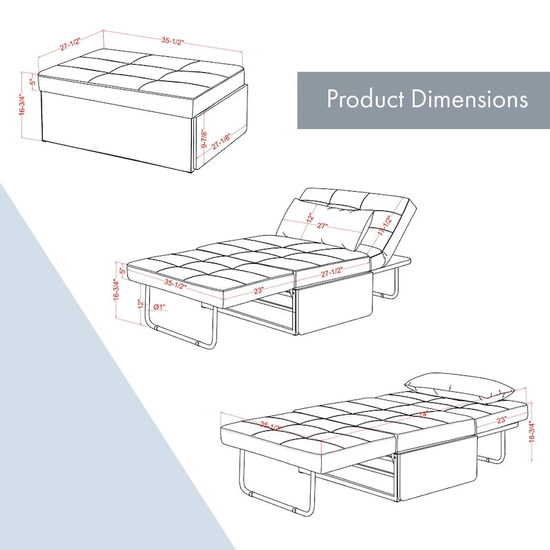 Pouf/canapé-lit convertible modulaire