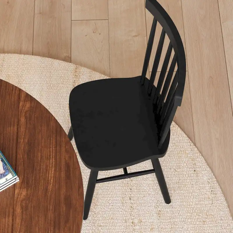 Chaises de salle à manger avec dossier en fuseau en bois massif - un lot de deux