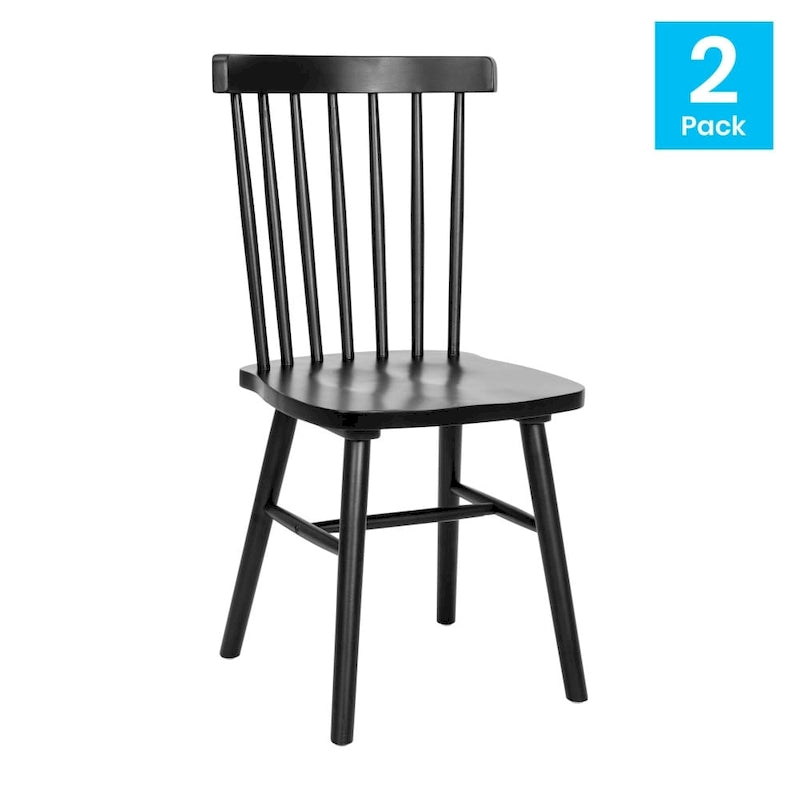 Chaises de salle à manger avec dossier en fuseau en bois massif - un lot de deux