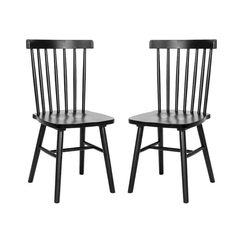 Chaises de salle à manger avec dossier en fuseau en bois massif - un lot de deux