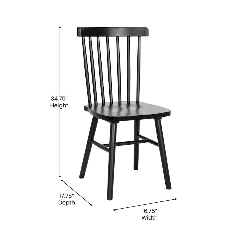 Chaises de salle à manger avec dossier en fuseau en bois massif - un lot de deux