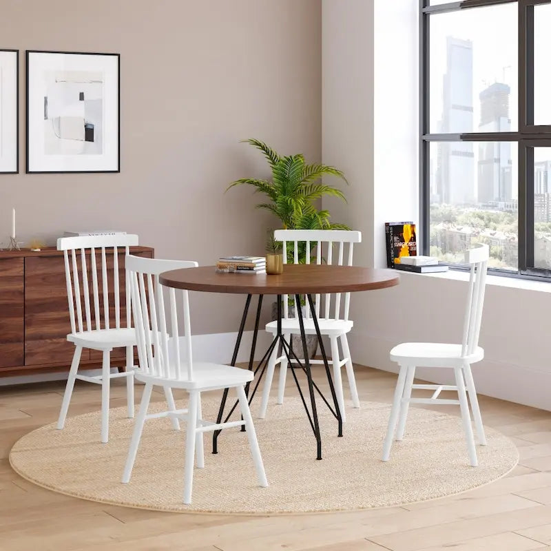 Chaises de salle à manger avec dossier en fuseau en bois massif - un lot de deux