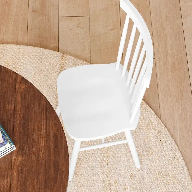 Chaises de salle à manger avec dossier en fuseau en bois massif - un lot de deux