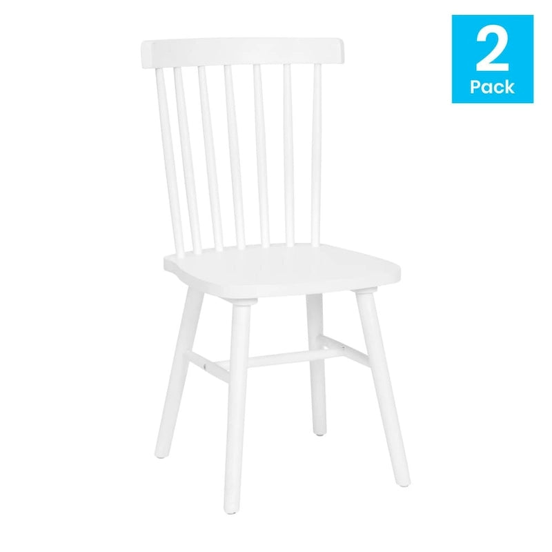 Chaises de salle à manger avec dossier en fuseau en bois massif - un lot de deux